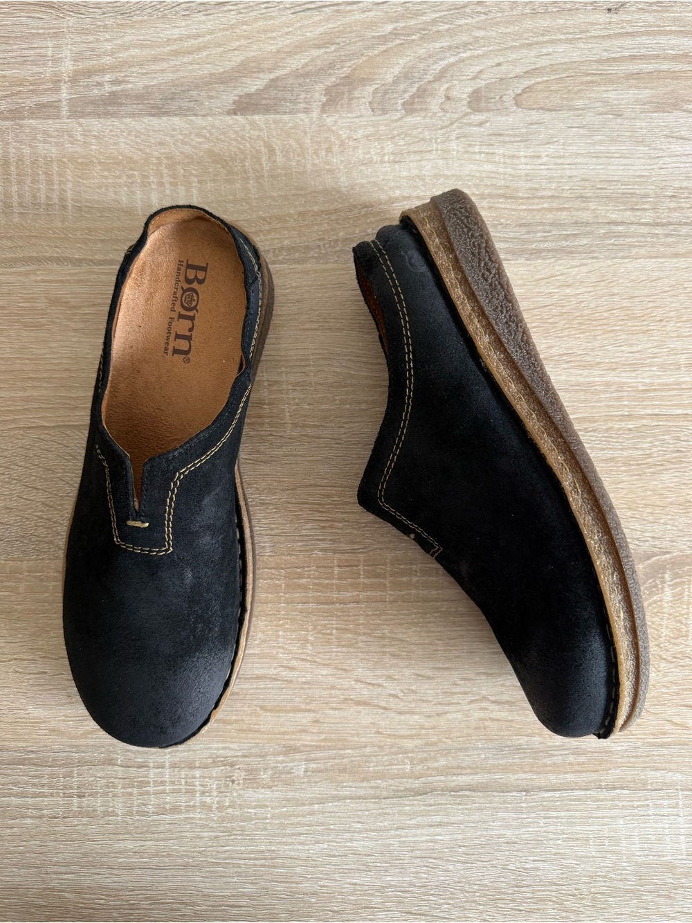 Born Seana Black Suede leather Slip On Clog Mule comfort shoes Women’s Sz 10